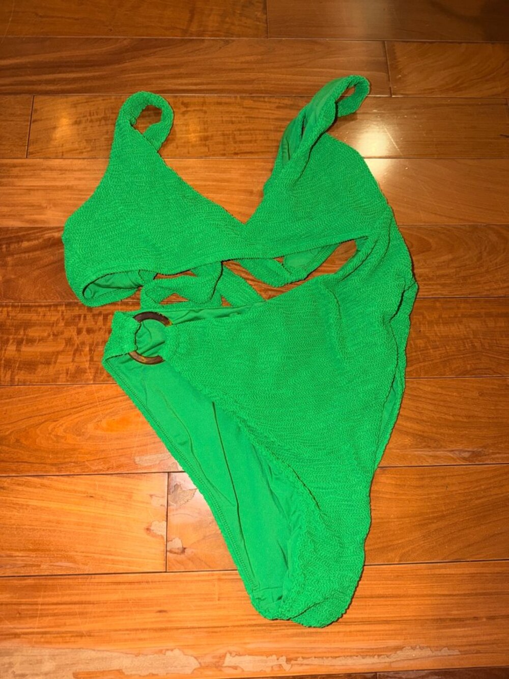 Monday Swimwear Emerald Green Crinkle One Piece